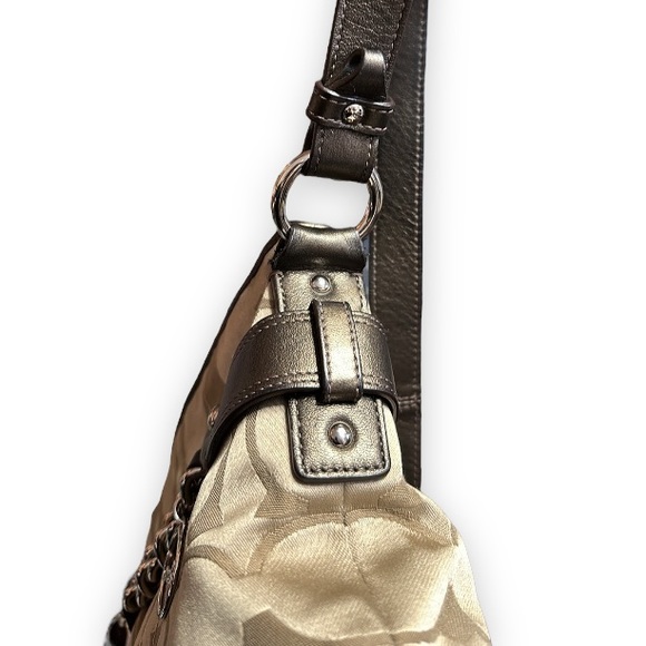 Vintage Coach Signature Chain Duffle Crossbody Shoulder Bag Convertible Tan - Picture 11 of 17